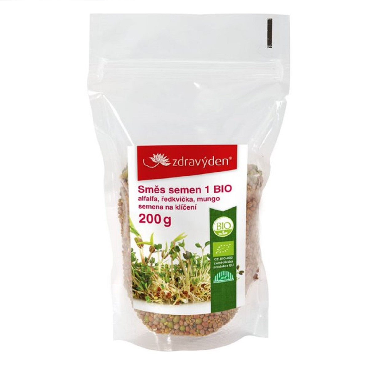 BIO Alfalfa, ředkvička, mungo - směs - bio semena na klíčení - 200 g