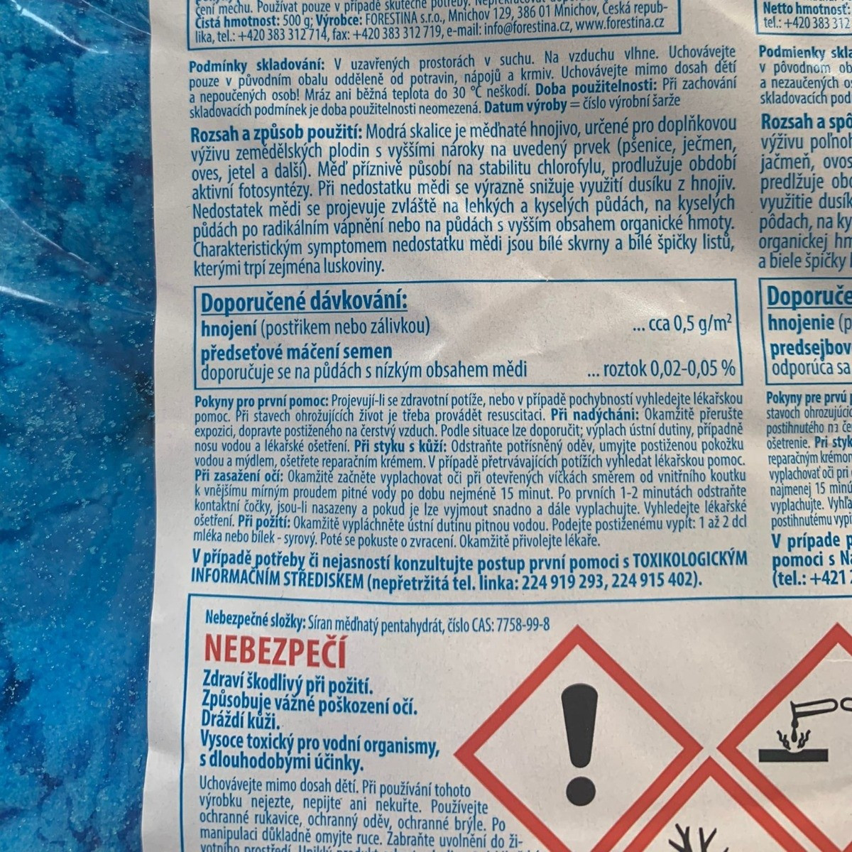 Modrá skalice - Forestina - hnojivo - 500 g